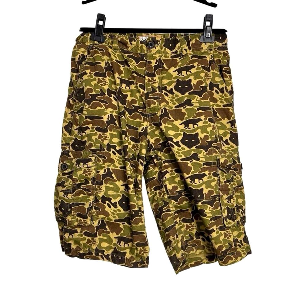 Black Smith Shorts Mens Size 36 Green Brown Cargo Wolf Camo Military Animal